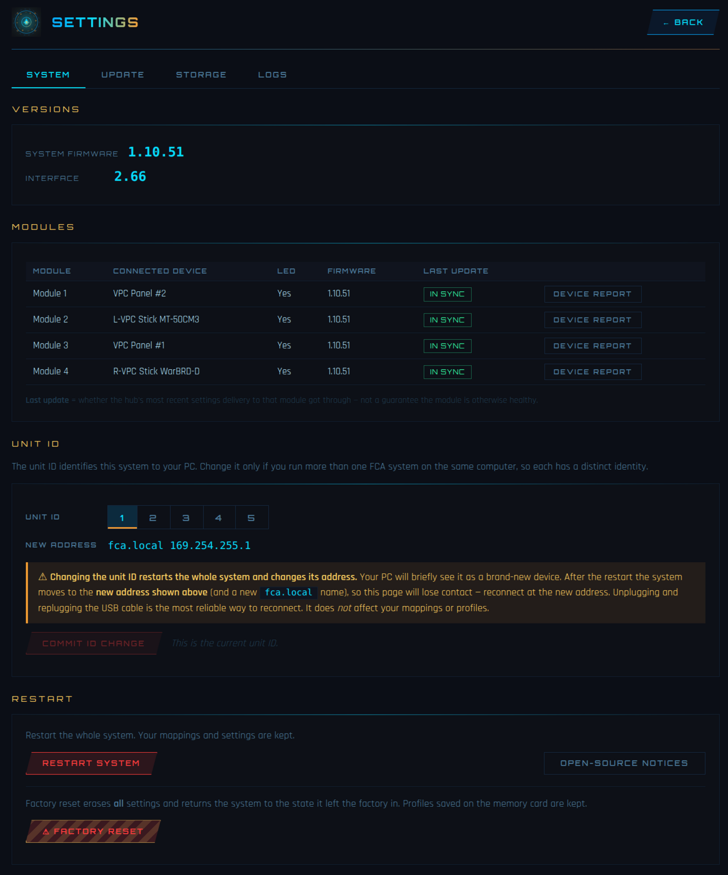 The Flight Control Alchemy admin interface Settings page